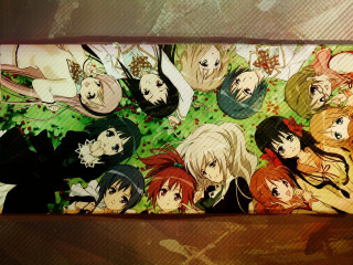 Anime girls circle grungy frame - a picture frame free wallpaper