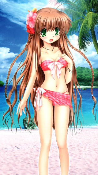 Girl beach palm sky bikini - free bikini wallpaper for mobile