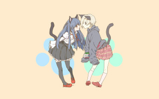 Anime couple cats shoulder back - their shoulder free wallpaper for desktop