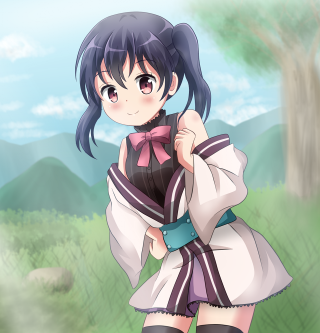 Girl short skirt jacket bow - color field free wallpaper for tablet