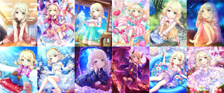 Anime girls collage outfits hairstyles - sitting free wallpaper