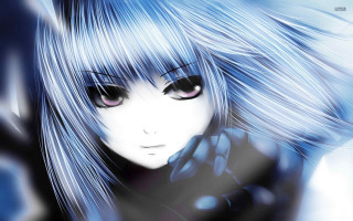 Anime girl blue hair black 7 - black glove free wallpaper