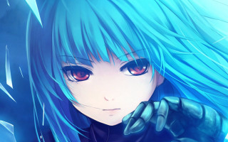 Girl blue hair red eyes - blue hair free wallpaper