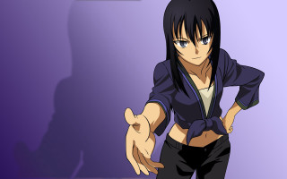 Woman black outfit purple wall - a purple wall free wallpaper