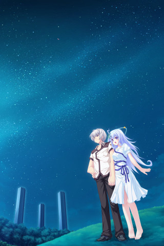 Anime couple night sky stars - free sky wallpaper for mobile