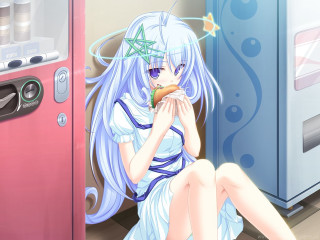 Girl sitting floor eating donut - a screenshot free wallpaper for desktop