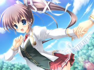 Girl school uniform sword sky - her hand and a sky background free wallpaper