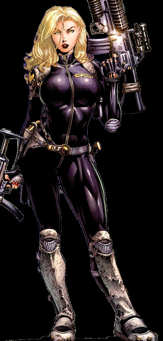 Comic woman black outfit gun - a comic strip free wallpaper