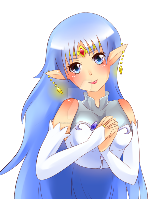 Blue haired elf girl luminous - necklace free wallpaper