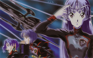 Anime purple hair blue eyes 2 - one holding free wallpaper