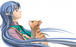 Blue haired woman holding cat - blue hair holding free wallpaper