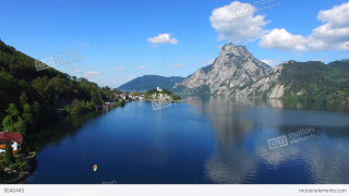 Lake mountains trees boat house - a small boat free wallpaper