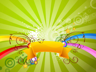 Green background yellow banner stars - abstract art free wallpaper