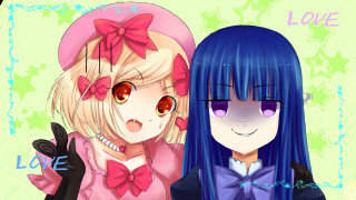 Anime girls bluehair pinkbows mangadrawing - blue hair free wallpaper