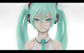 Girl green hair headphones smiling - smiling free wallpaper