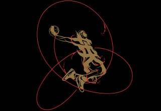 Basketball player air red lines - golden ratio illustration free wallpaper