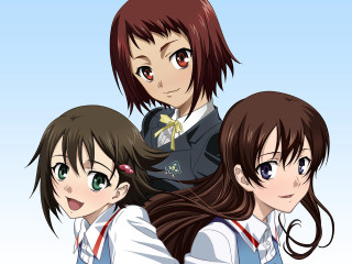 Anime girls long hair blue 40 - three anime girl free wallpaper