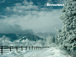 Snowy road fence mountain snowfield - computer art free wallpaper