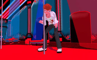 Man leaning pole red carpet - floor free wallpaper