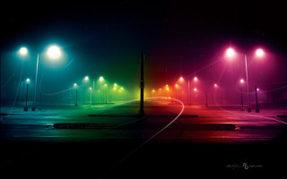 Street light rainbow background dark - neon color free wallpaper
