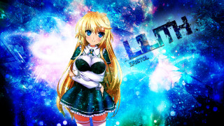 Anime girl blonde hair starry - anime art style free wallpaper