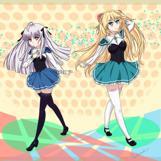 Anime girls blonde hair blue - two anime girl free wallpaper for tablet