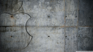 Metal apple logo wall rivets - concrete art free wallpaper