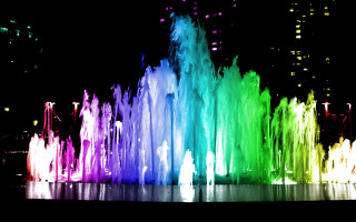Colorful fountain night sky buildings - vivid color free wallpaper