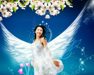 Woman white dress angel wings - a white angel free wallpaper