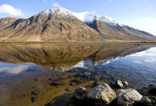 Mountain range reflection still lake 8 - archibald skirving free wallpaper