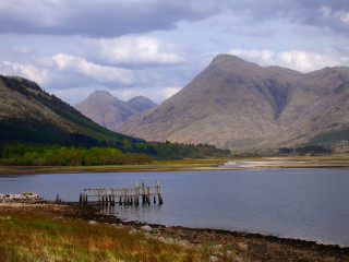 Lake dock mountains clouds sky - landscape free wallpaper for desktop
