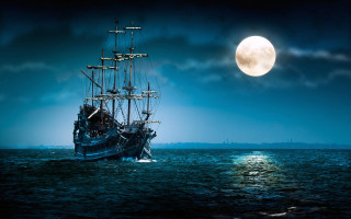 Ship ocean full moon sailing - fitz henry lane free wallpaper