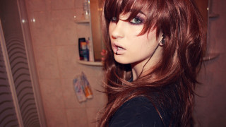 Woman long hair bathroom shower - brown hair free wallpaper