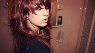 Woman long hair bathroom shower 2 - brown hair free wallpaper for desktop