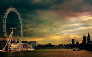 Ferris wheel river cloudy sky 4 - christopher wren free wallpaper