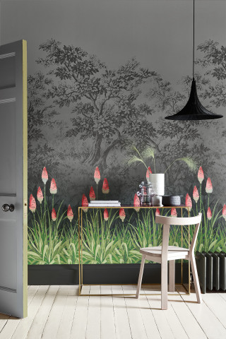 Room table wall mural flowers - free 3d render wallpaper for mobile