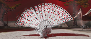 Woman umbrella red sky black - charles bird king free wallpaper