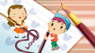 Boy girl writing notepad pen - a notepad free wallpaper