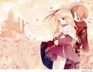 Anime girls field flowers castle 2 - a field of flowers free wallpaper for desktop