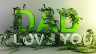 Green 3d text dad loves - dada free wallpaper