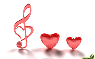 Red heart treble white background - this image free wallpaper