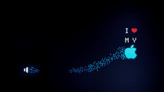 Dark background blue apple love - the left side of the image free wallpaper