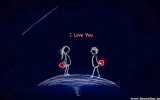 Couple hill sky star message - a drawing free wallpaper for desktop