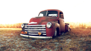 Old red truck field grass 2 - old free wallpaper for desktop