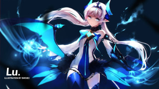 Anime blue hair white hair - a blue outfit free wallpaper