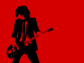 Man guitar red background silhouette - a red background behind free wallpaper