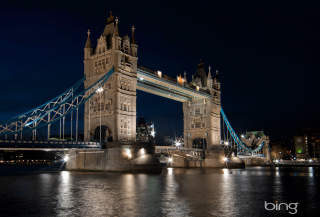 Bridge lit night building blue - christopher wren free wallpaper