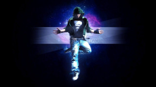 Man hoodie floating arms outstretched - floating free wallpaper