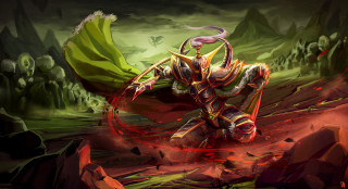 Demon sword demon back green - a painting of a demon free wallpaper