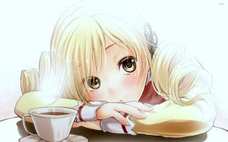 Girl laying table coffee cup - a cup of coffee free wallpaper for desktop